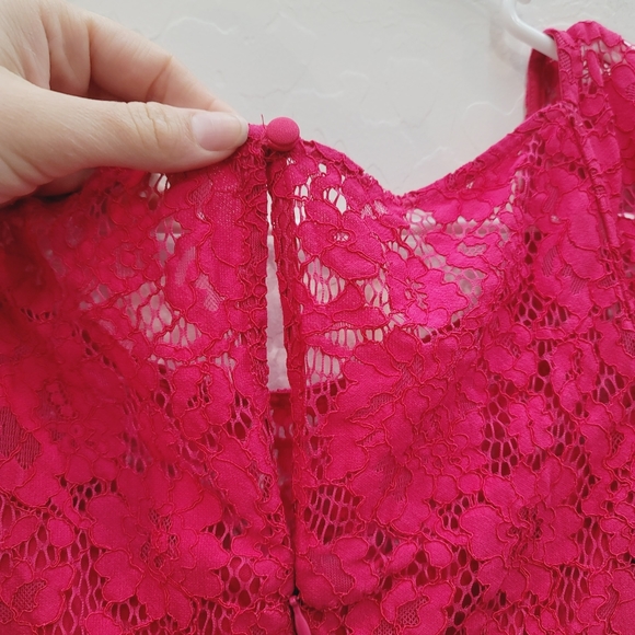 Jessica Simpson Pink Cap Sleeve Lace Dress Women's Size 6 - Picture 5 of 13